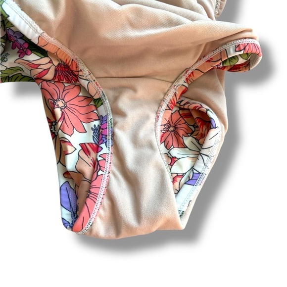 Kona Sol Womens Swim Ladder Trim Medium Coverage One Piece Swimsuit Floral - Picture 8 of 10